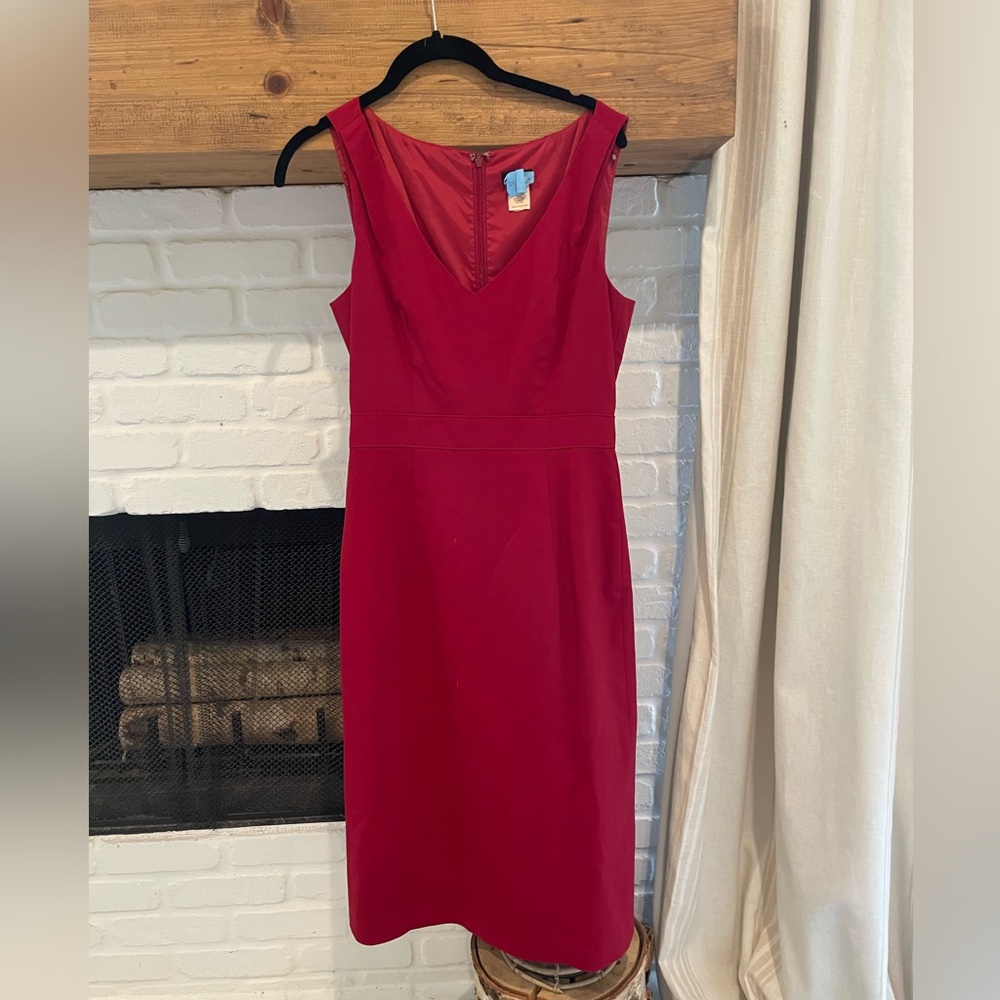 J Crew red midi dress size 6